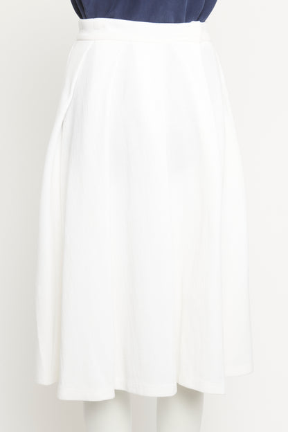 White Pleated Structured Preowned Skirt