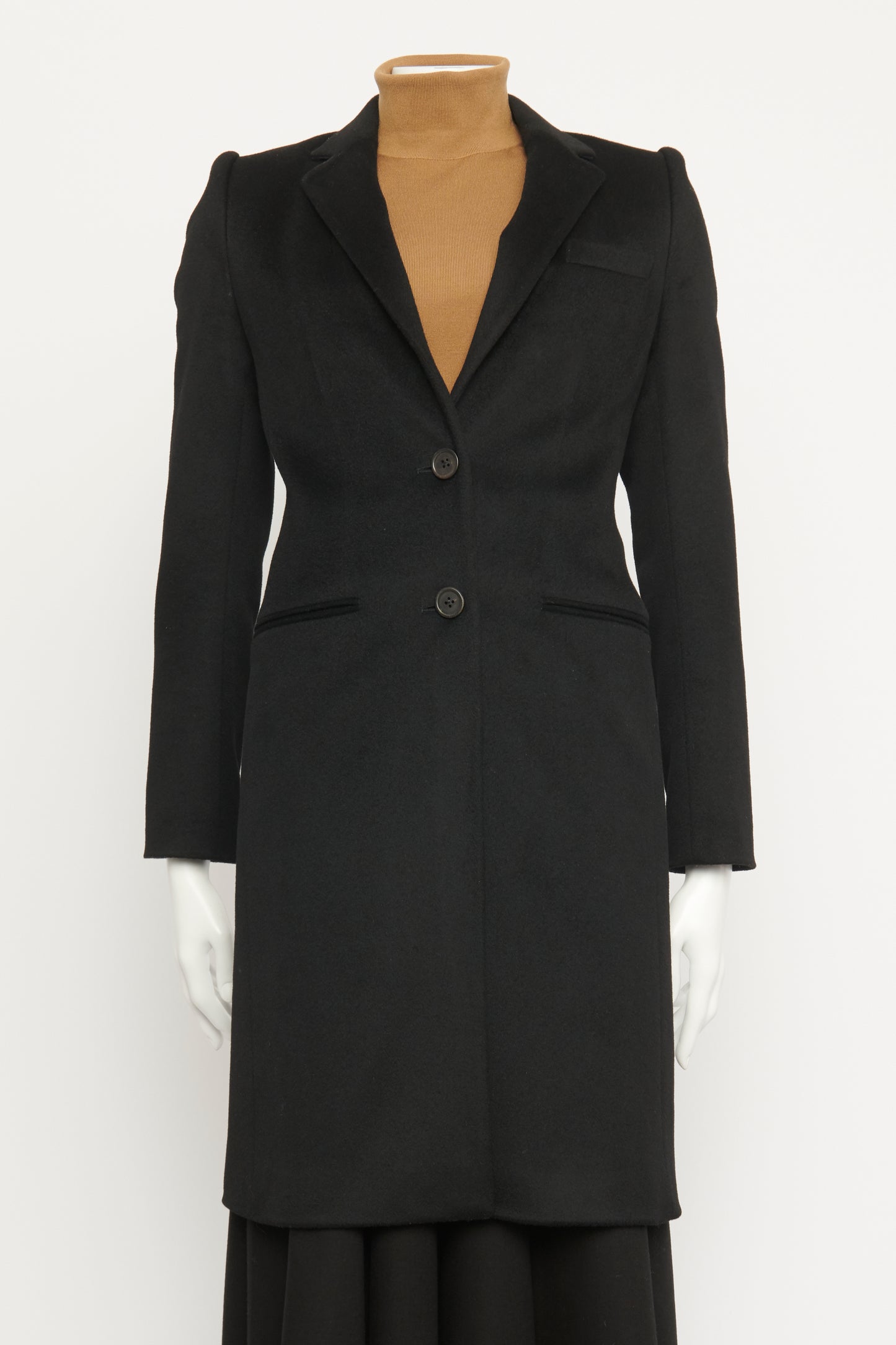 Ebony Wool Single Breasted Preowned Coat