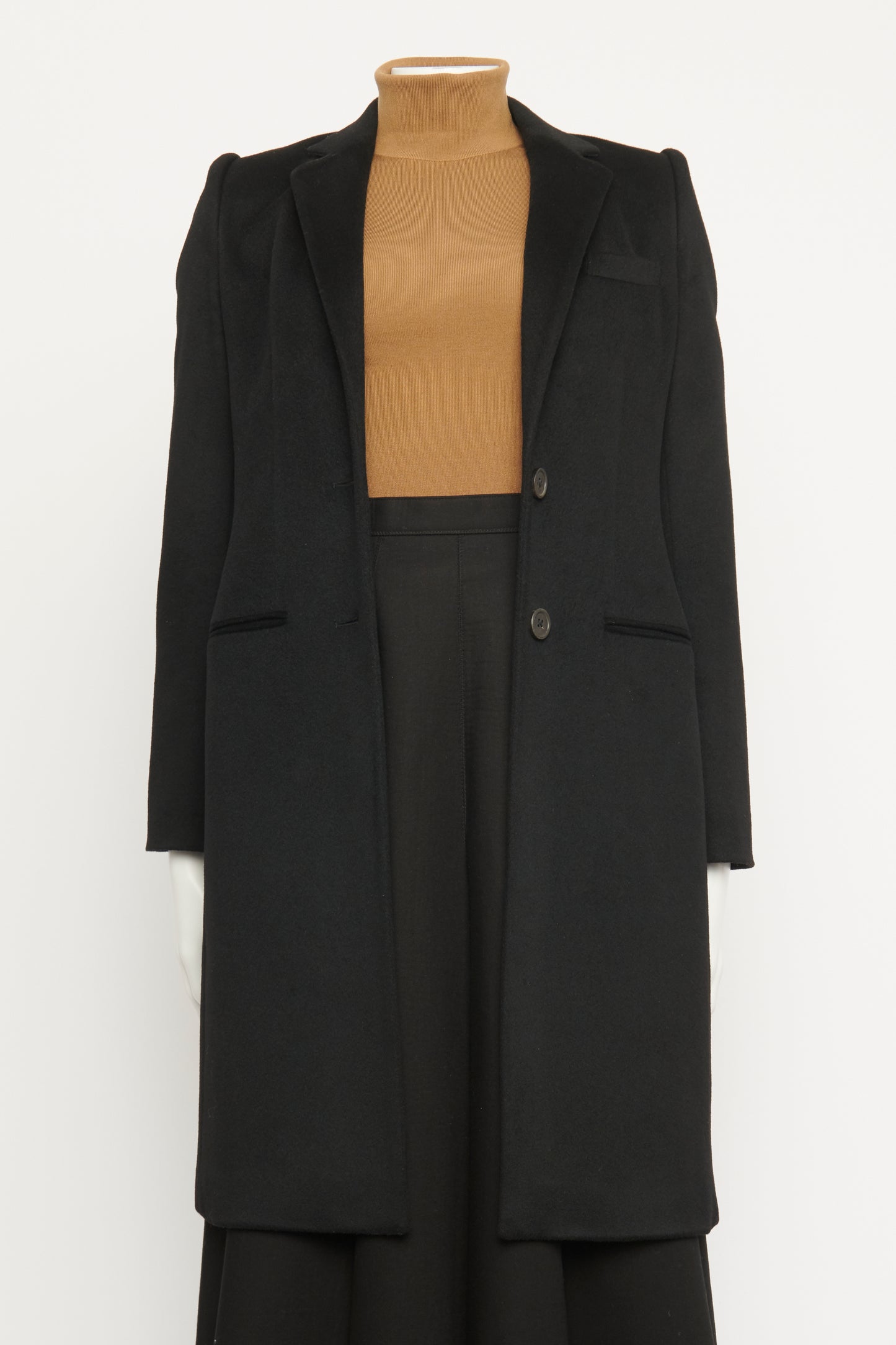 Ebony Wool Single Breasted Preowned Coat