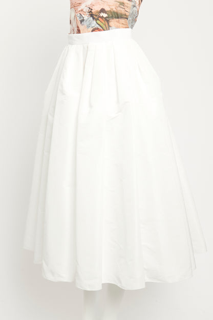 White Taffeta Pleated Preowned Skirt