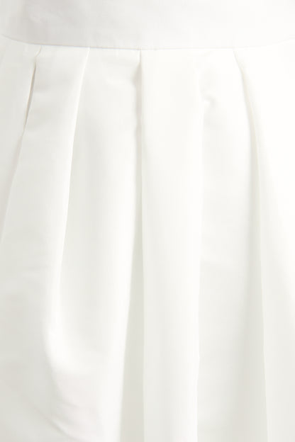 White Taffeta Pleated Preowned Skirt