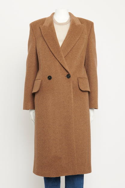 2022 Brown Wool Herringbone Preowned Coat