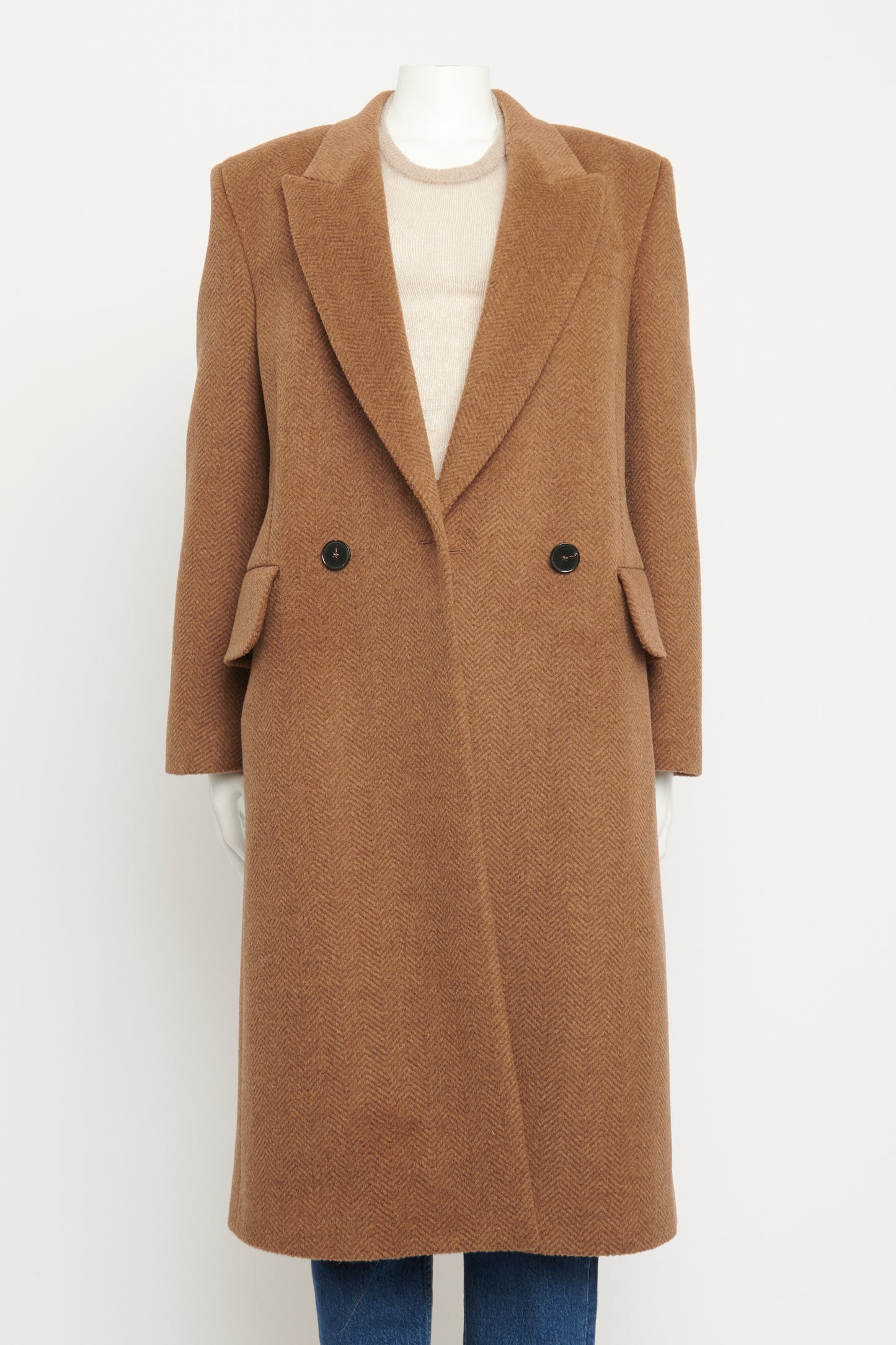 2022 Brown Wool Herringbone Preowned Coat