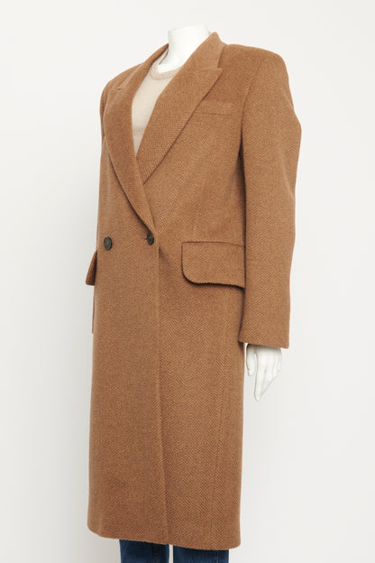 2022 Brown Wool Herringbone Preowned Coat