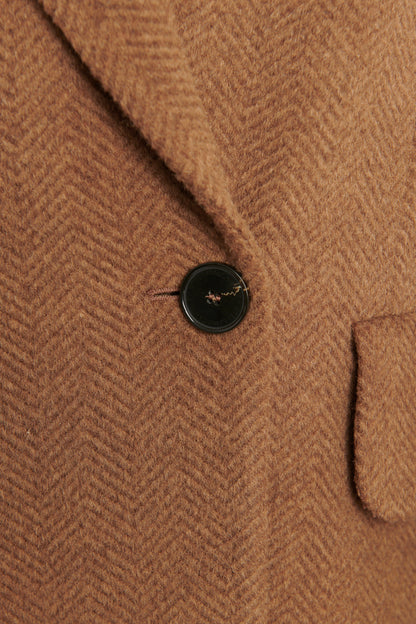 2022 Brown Wool Herringbone Preowned Coat