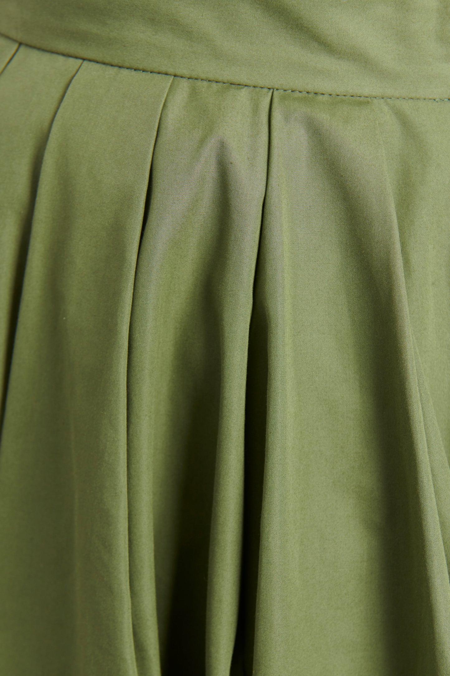 Khaki Cotton Pleated Preowned Skirt