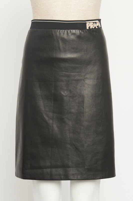 Lambskin Logo Waist Preowned Skirt