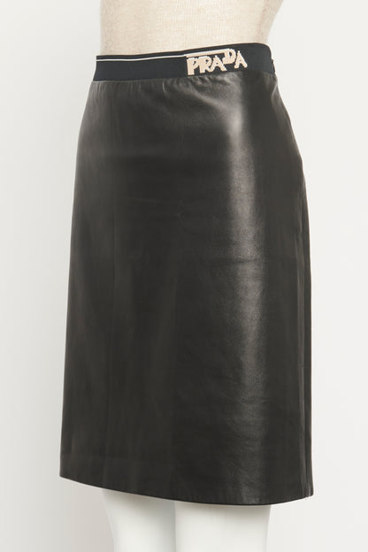 Lambskin Logo Waist Preowned Skirt