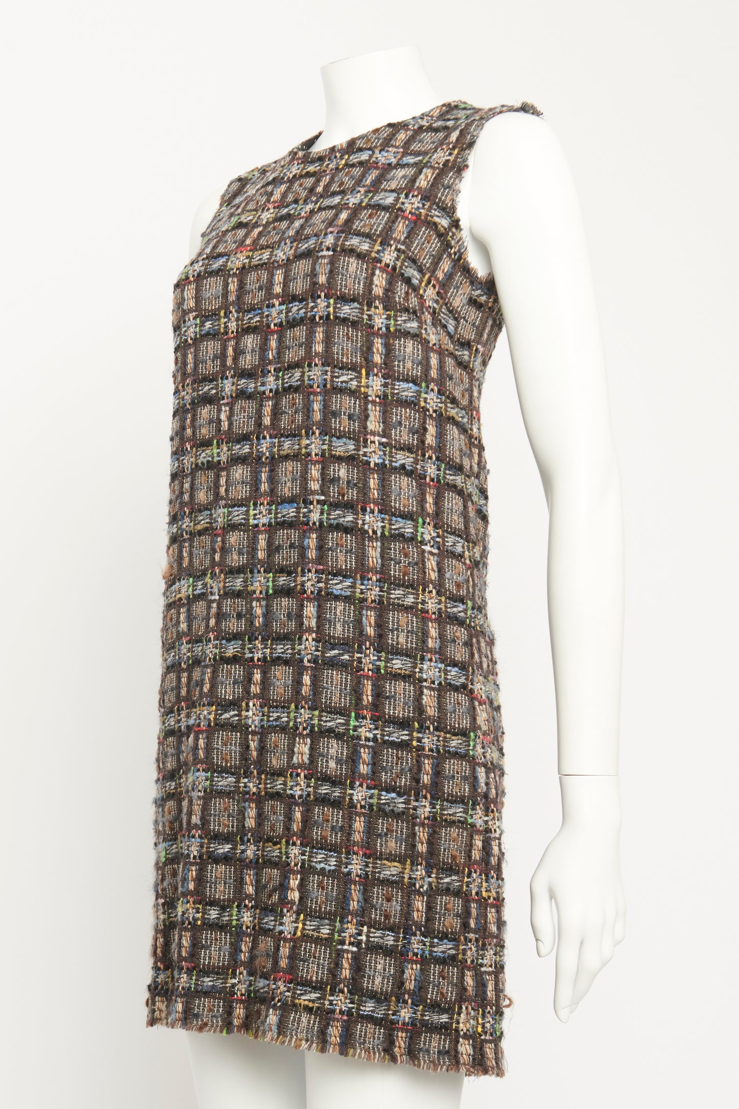 Check Tweed Preowned Shift Dress