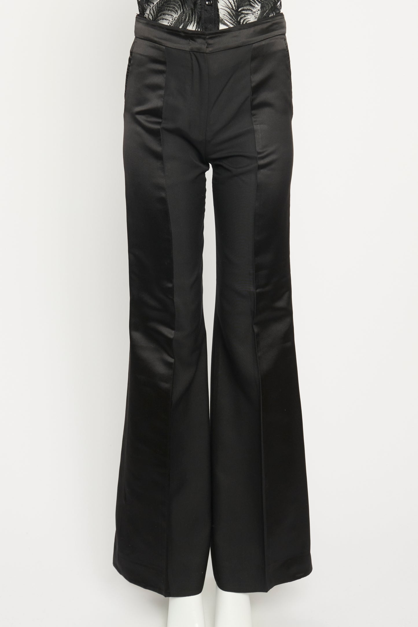 Satin & Woven Silk Preowned Flared Pants