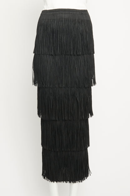 Black Fringe Preowned Skirt and Top