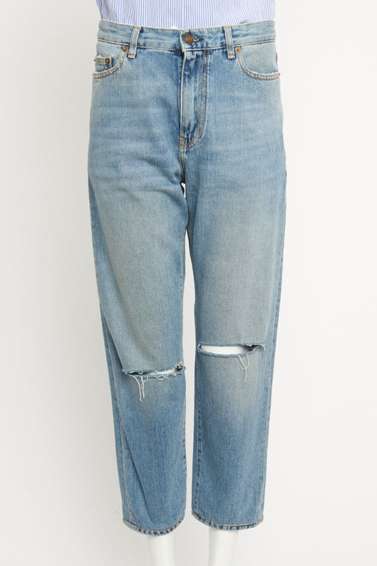 2017 Distressed Straight Leg Preowned Denim Jeans