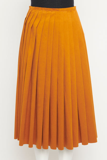 Orange Kensington Pleated Mid Length Preowned Skirt