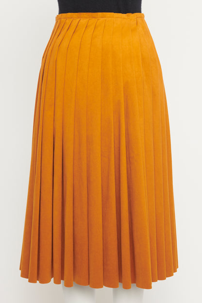 Orange Kensington Pleated Mid Length Preowned Skirt