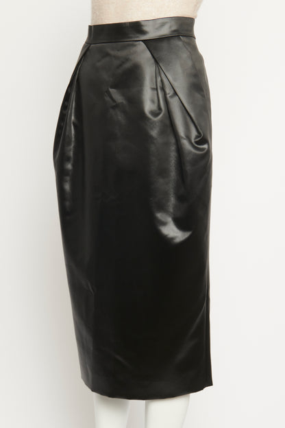 2023 Black Satin Pleated Preowned Skirt