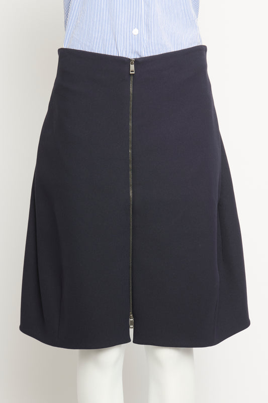 Navy Zip Front Preowned Skirt