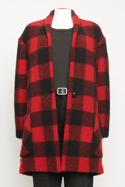 Gabrie Red Check Wool Preowned Coat