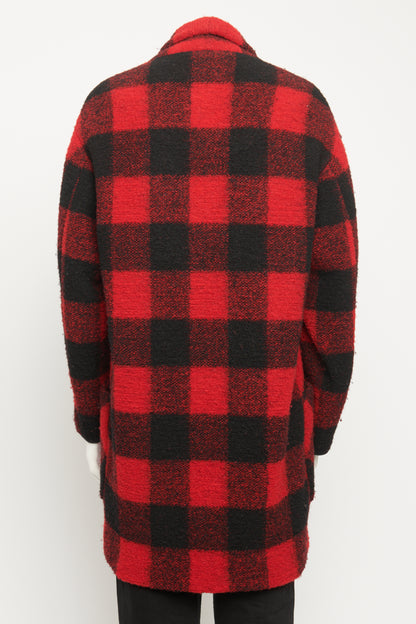 Gabrie Red Check Wool Preowned Coat