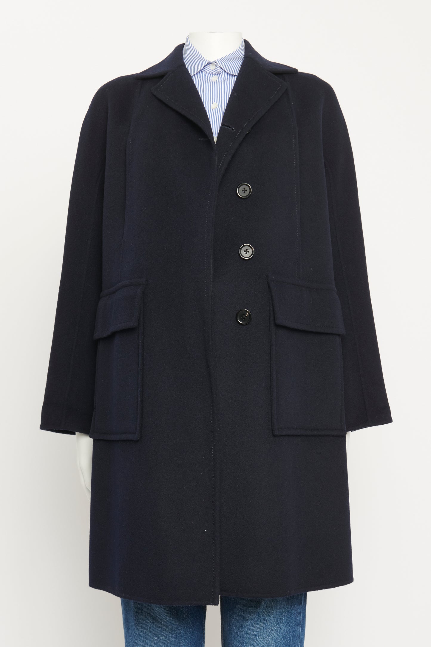 Navy Caplan Single Breasted Preowned Coat