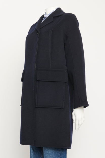 Navy Caplan Single Breasted Preowned Coat