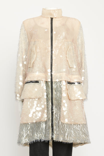 2018 Runway Iridescent Sequin-embellished Tulle Parka