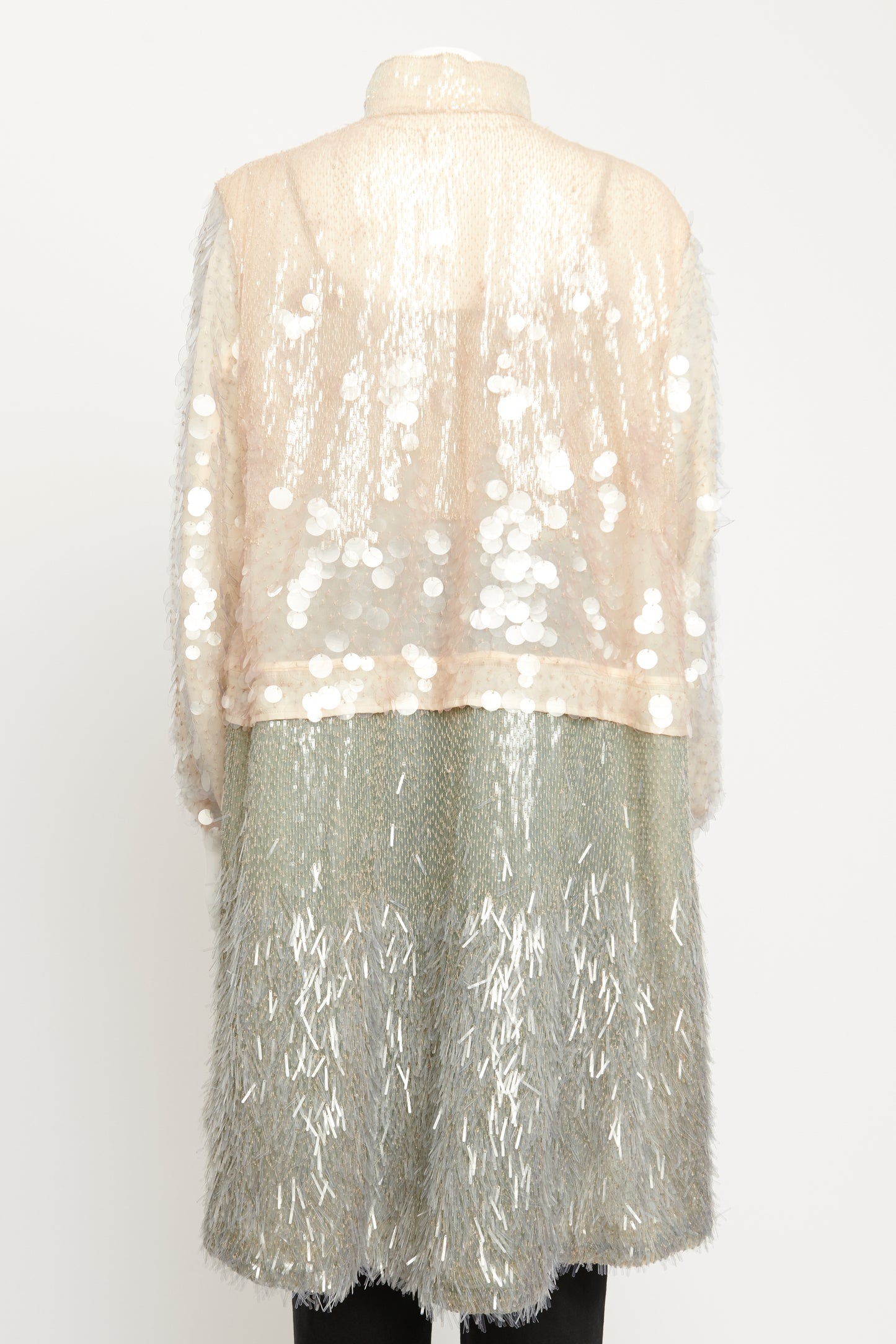 2018 Runway Iridescent Sequin-embellished Tulle Parka