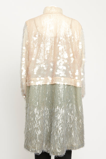 2018 Runway Iridescent Sequin-embellished Tulle Parka