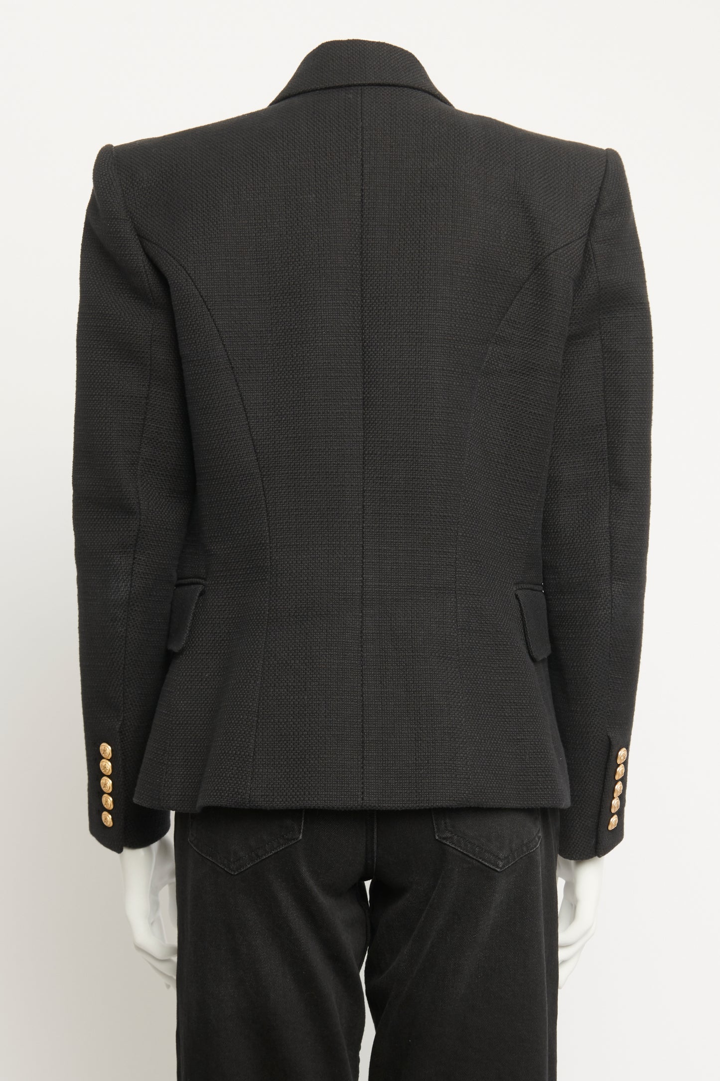 Black Wool Preowned Double Breasted Blazer