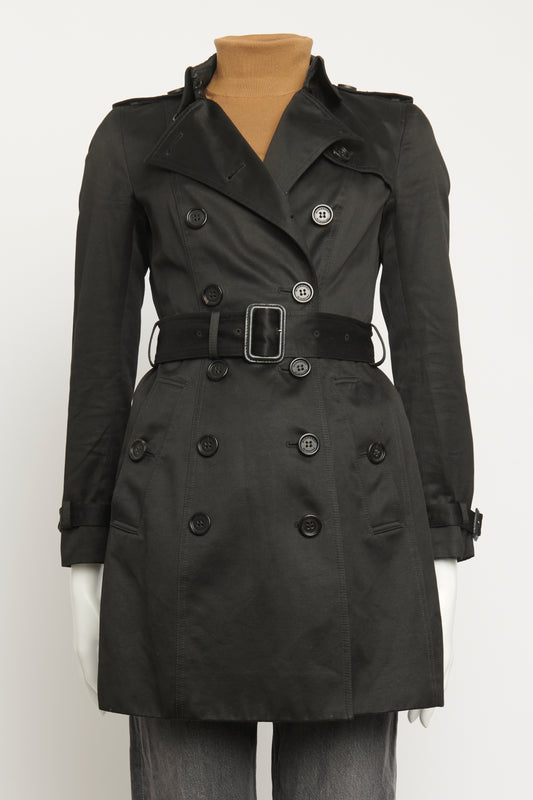 Black Cotton Preowned Mid Length Trench