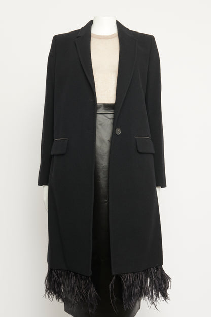 Black Feather Trim Preowned Coat