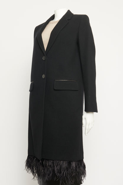 Black Feather Trim Preowned Coat