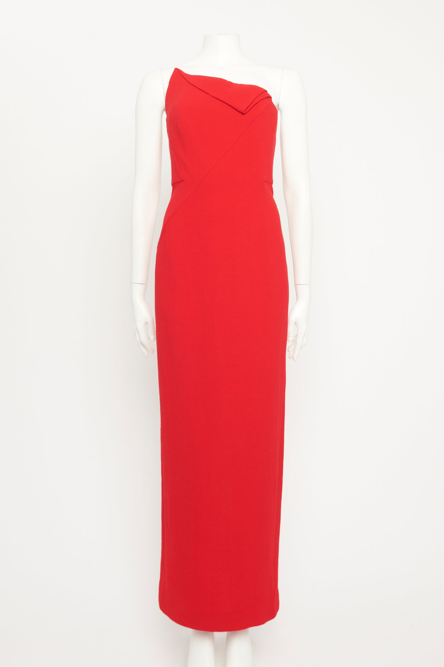 Red Origami Wool Midi Preowned Dress