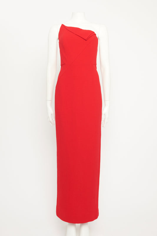 Red Origami Wool Midi Preowned Dress