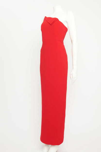 Red Origami Wool Midi Preowned Dress