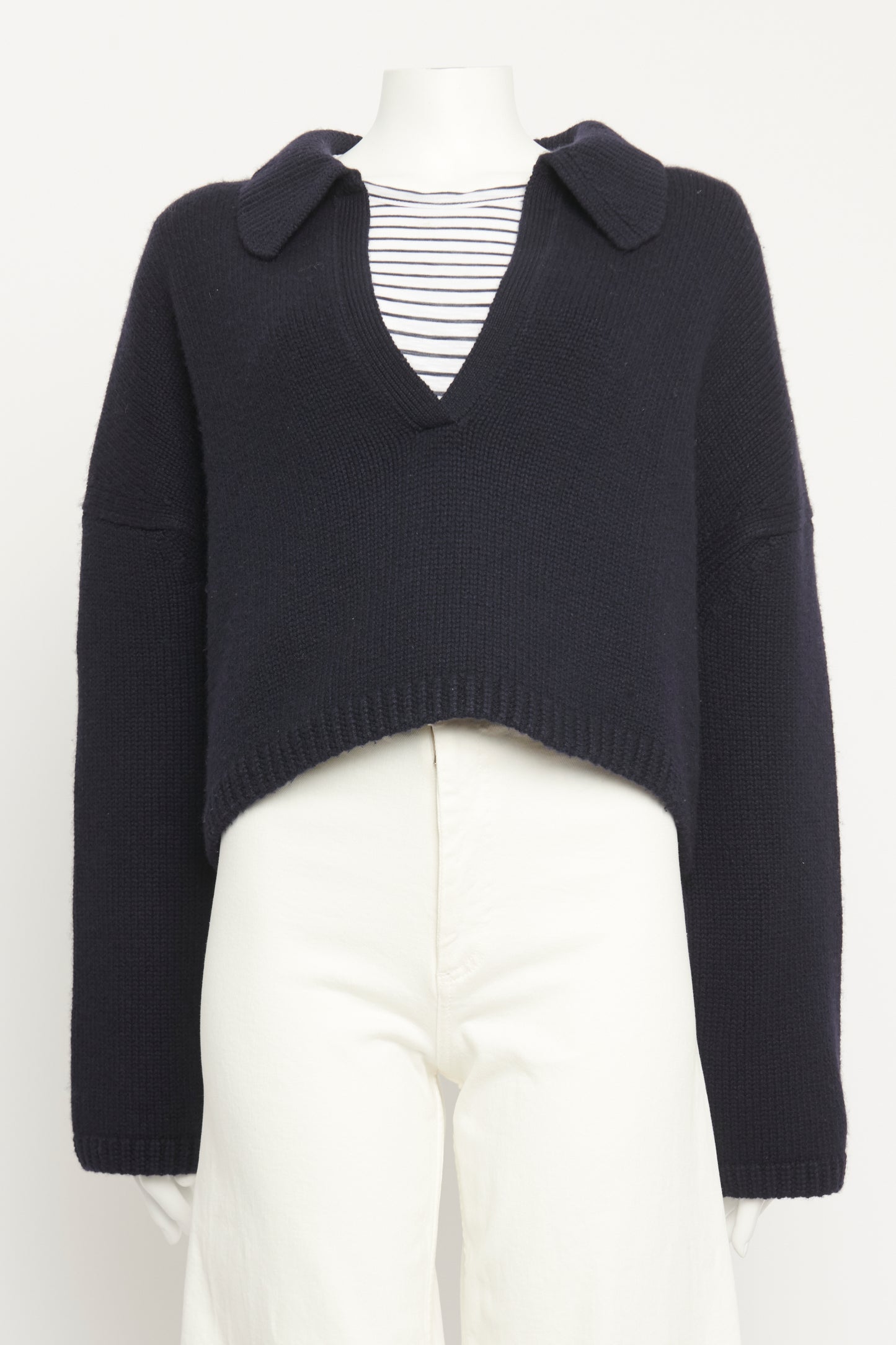 Navy Blue Cashmere Cropped Preowned Pullover