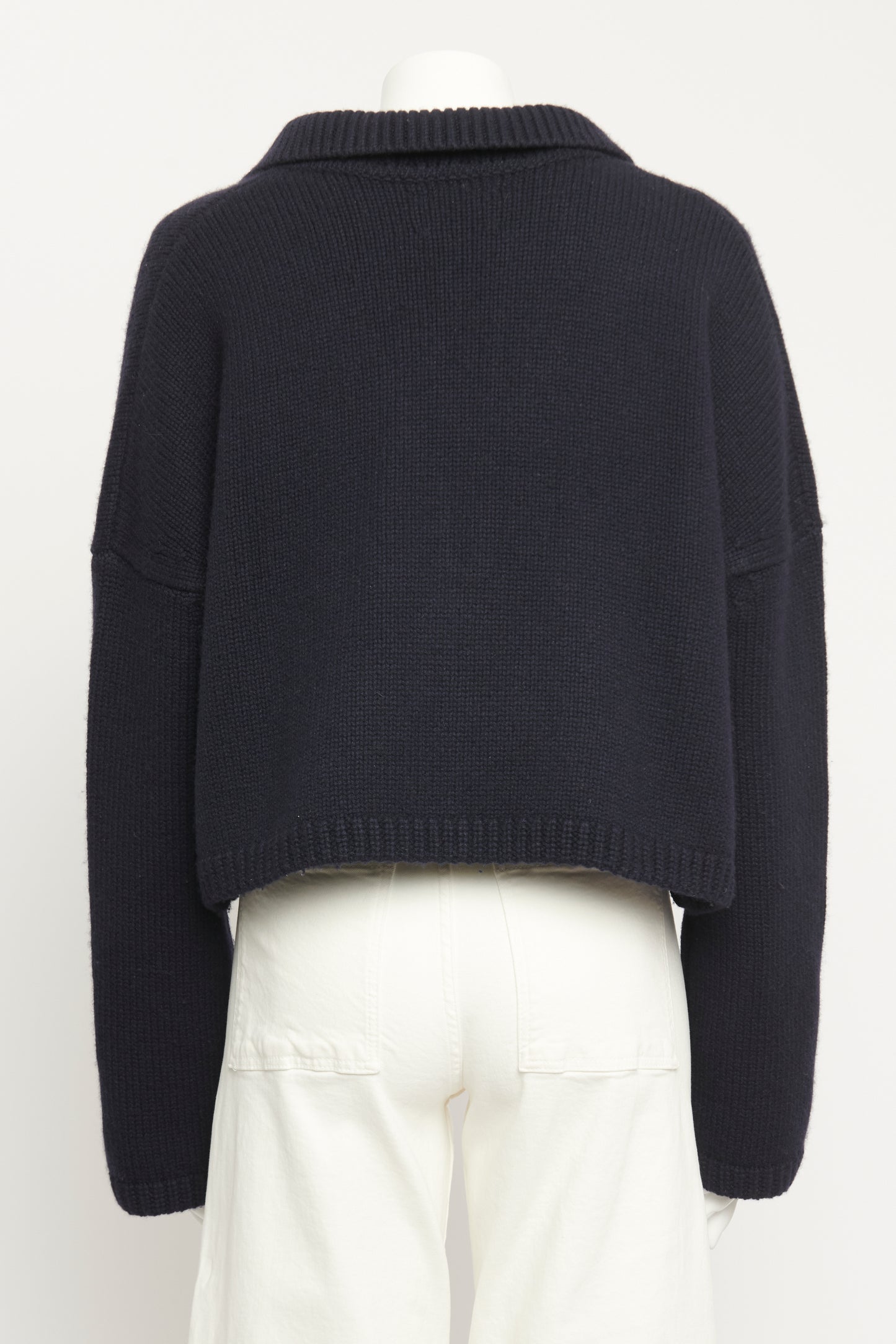 Navy Blue Cashmere Cropped Preowned Pullover