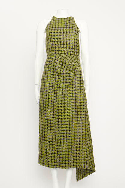 Yamuna Green Shetland Houndstooth Dress