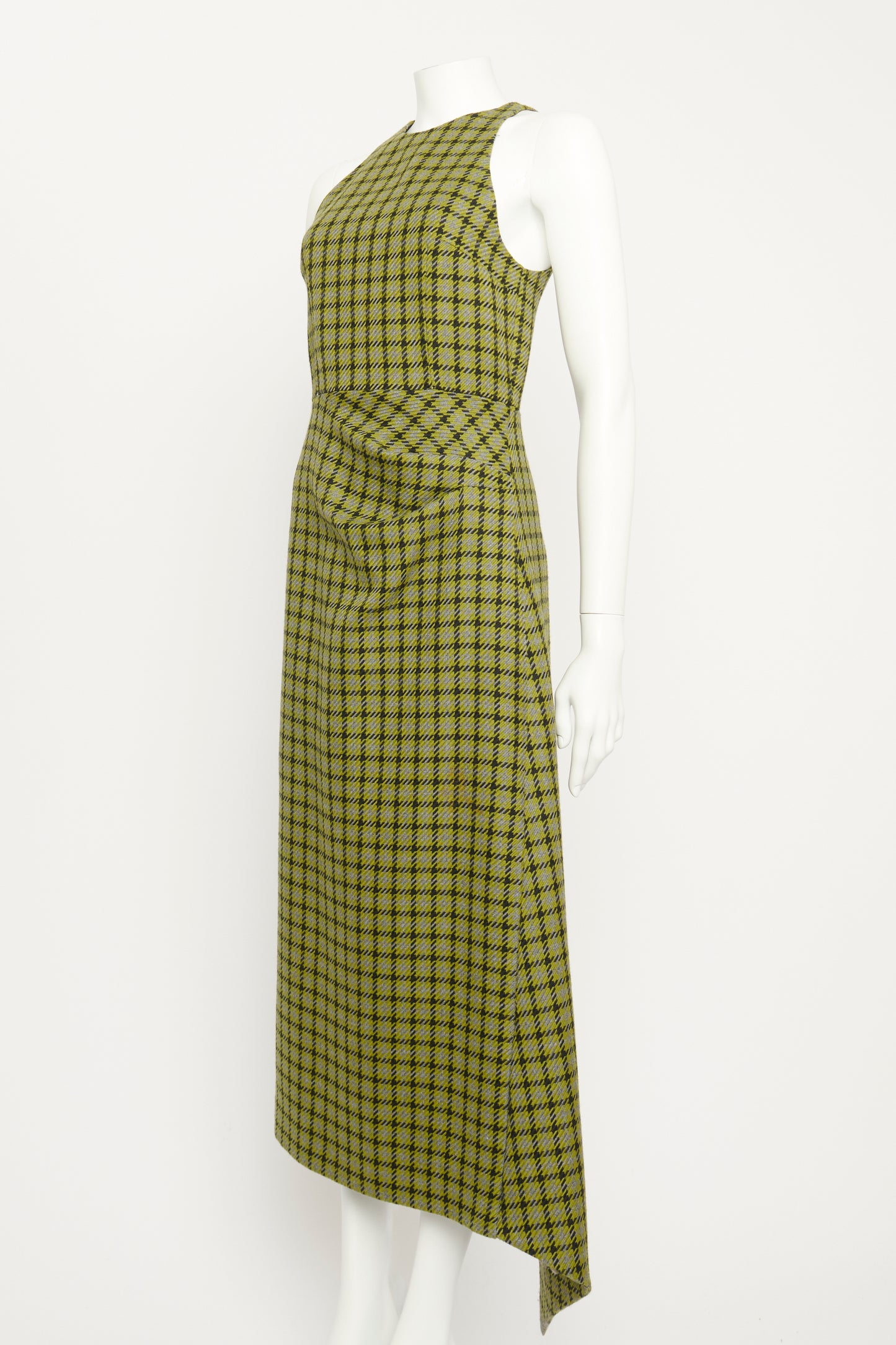 Yamuna Green Shetland Houndstooth Dress