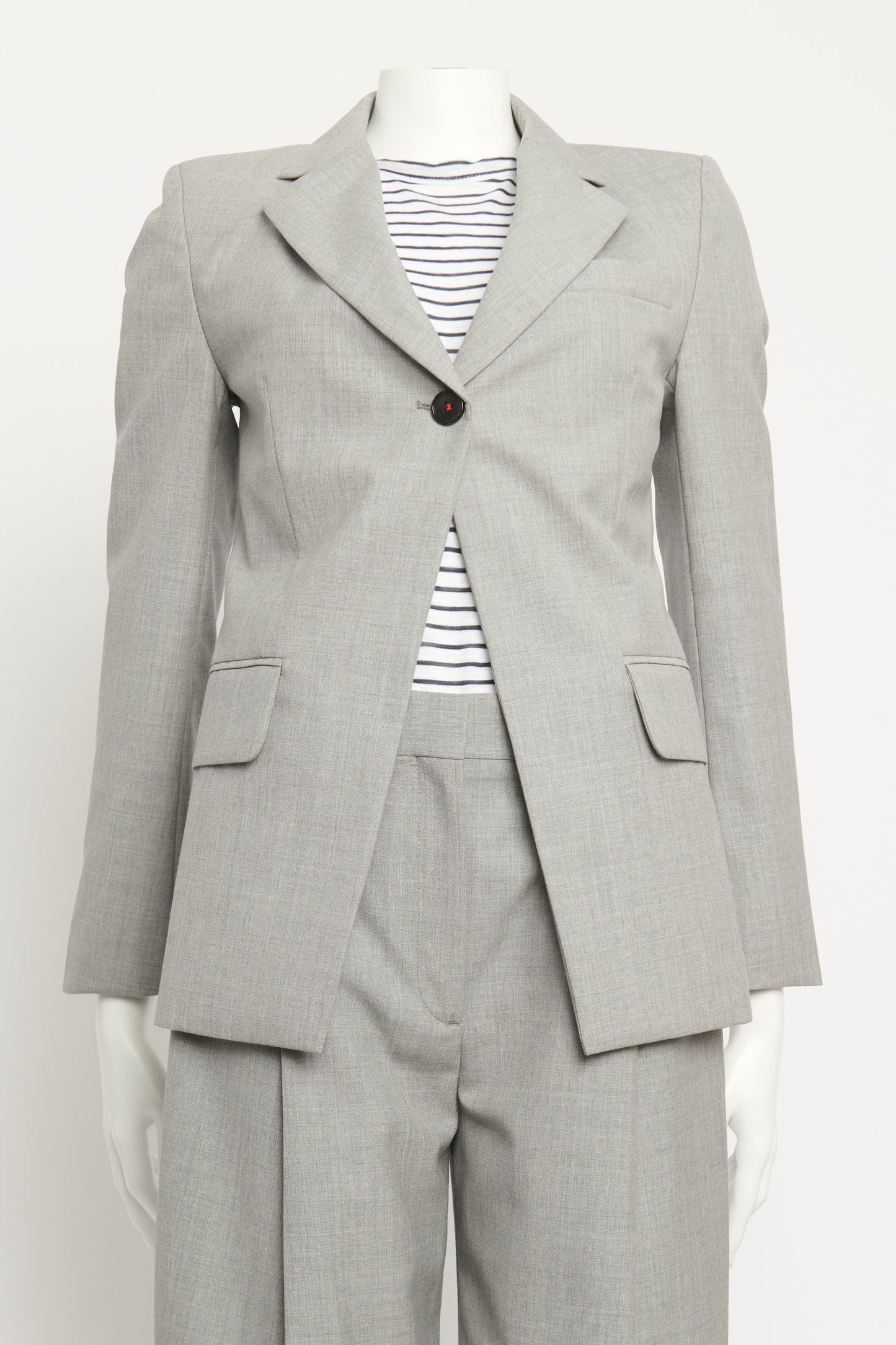 Single-breasted Notched-lapel Preowned Wool Blazer