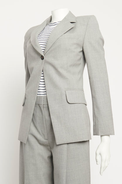 Single-breasted Notched-lapel Preowned Wool Blazer