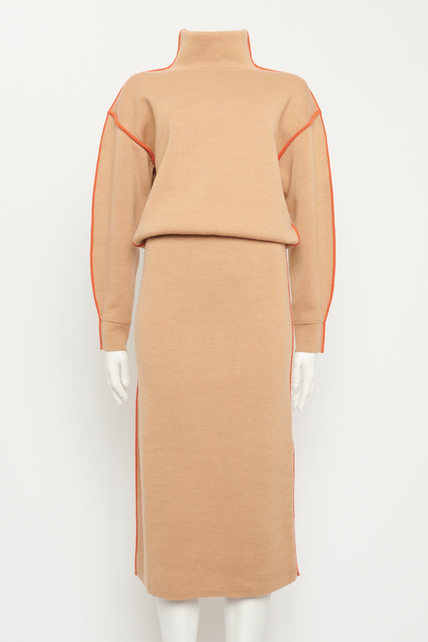 Turtleneck Merino-blend Preowned Midi Dress