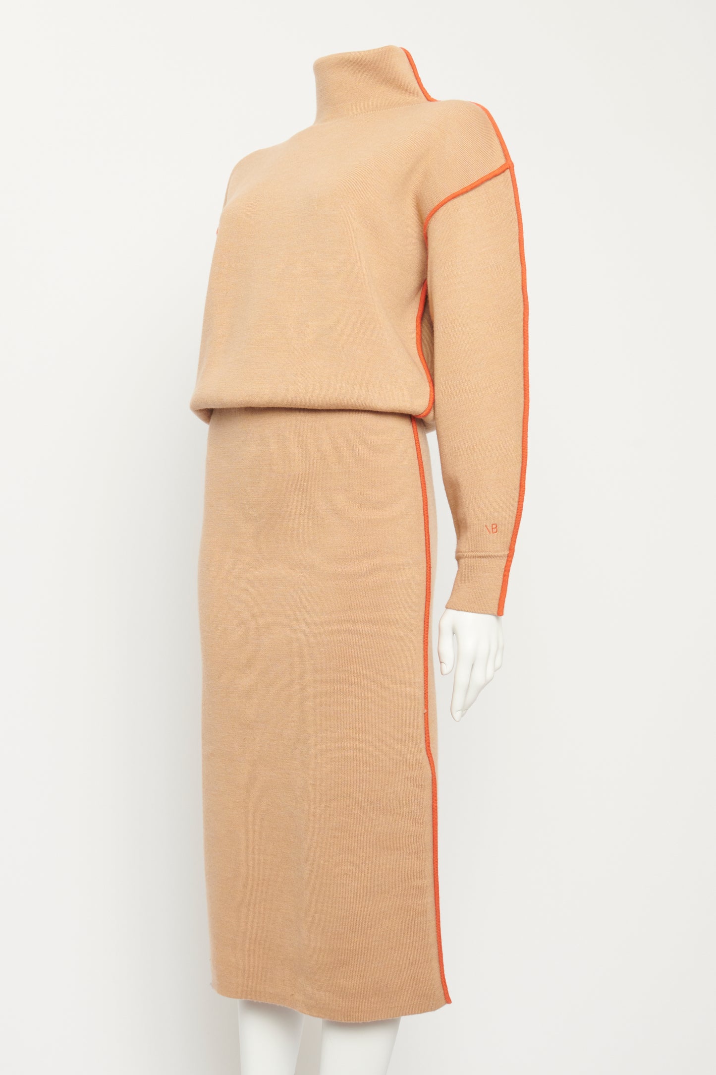 Turtleneck Merino-blend Preowned Midi Dress