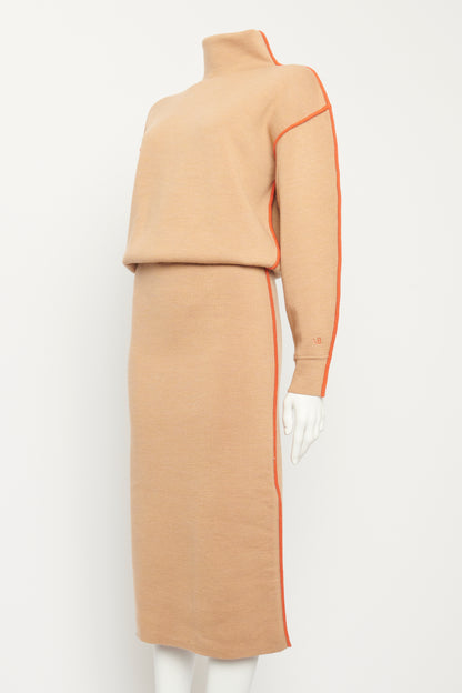 Turtleneck Merino-blend Preowned Midi Dress