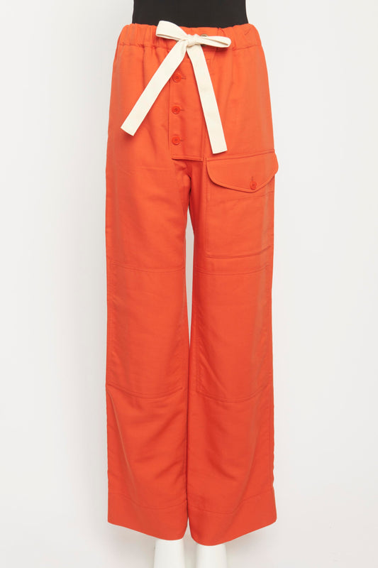 High-rise Cotton Twill Cargo Preowned Trousers