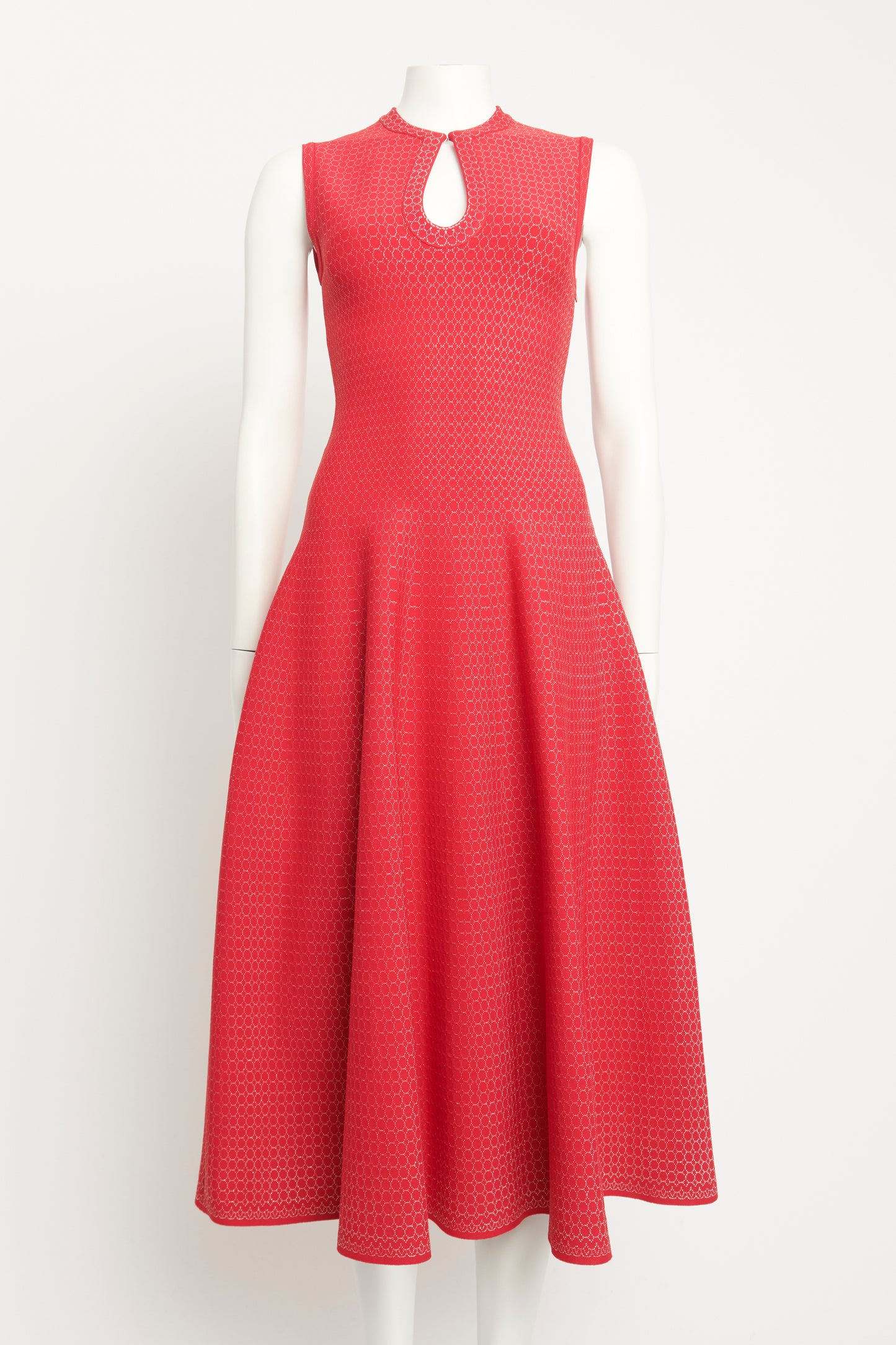 Red Stretch Mid-Length Sleeveless Dress