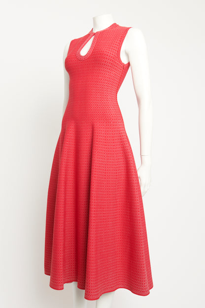 Red Stretch Mid-Length Sleeveless Dress