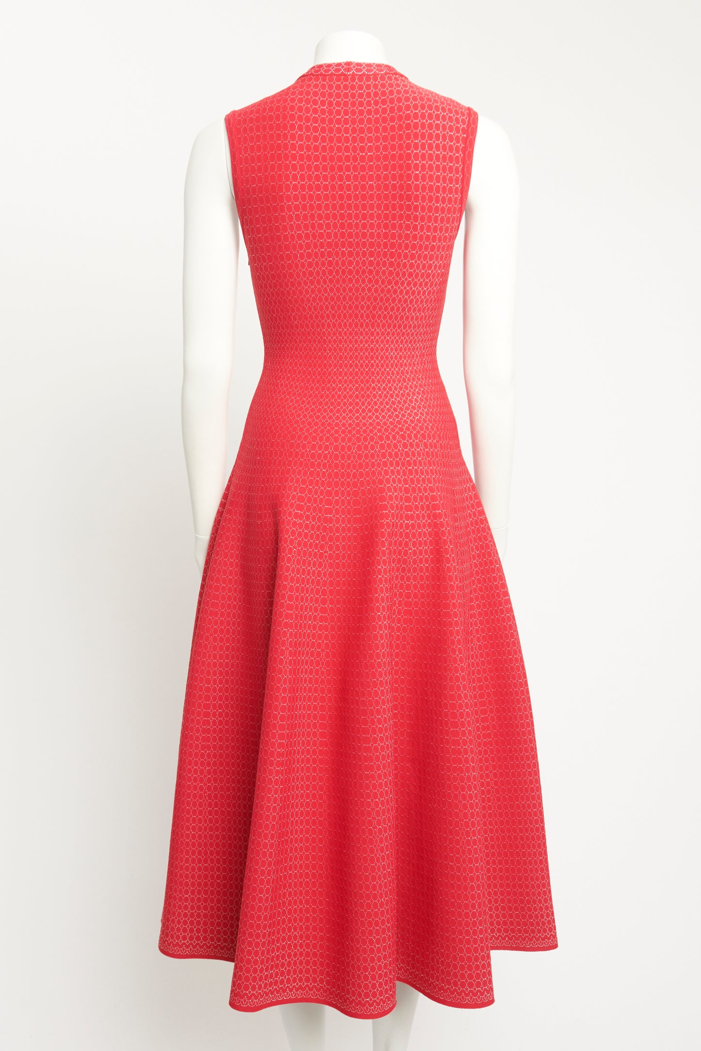 Red Stretch Mid-Length Sleeveless Dress