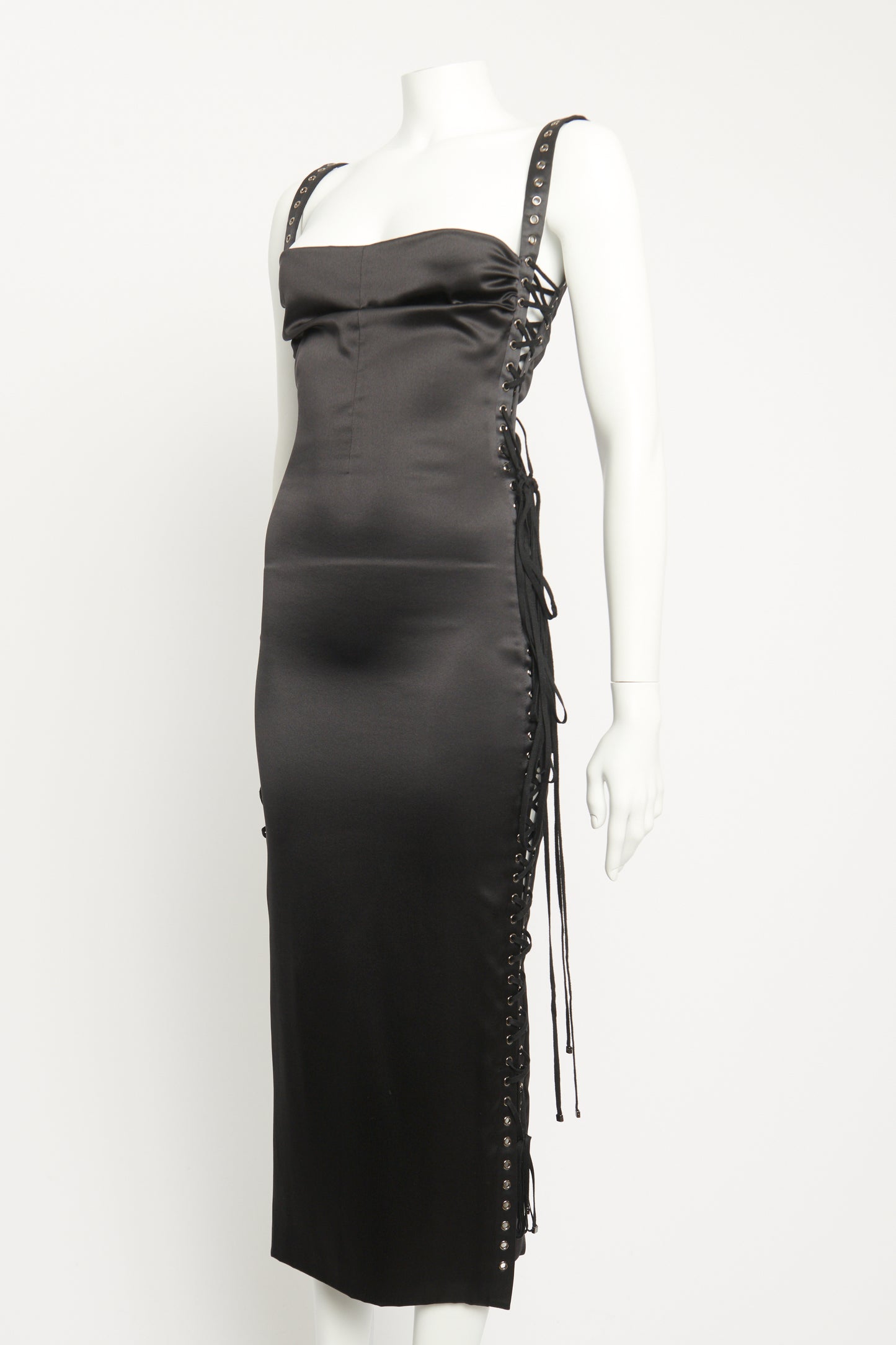 Lace Up Silk-blend Preowned Dress