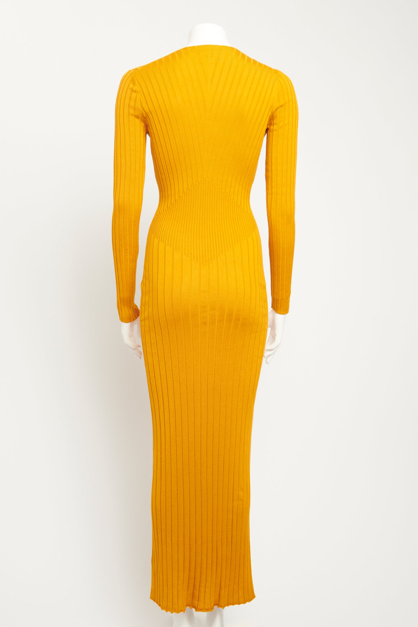 Mustard Silk Ribbed Preowned Dress