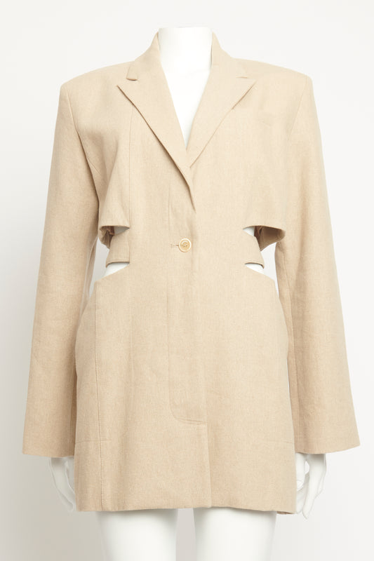 Beige Linen Bari Preowned Blazer Dress